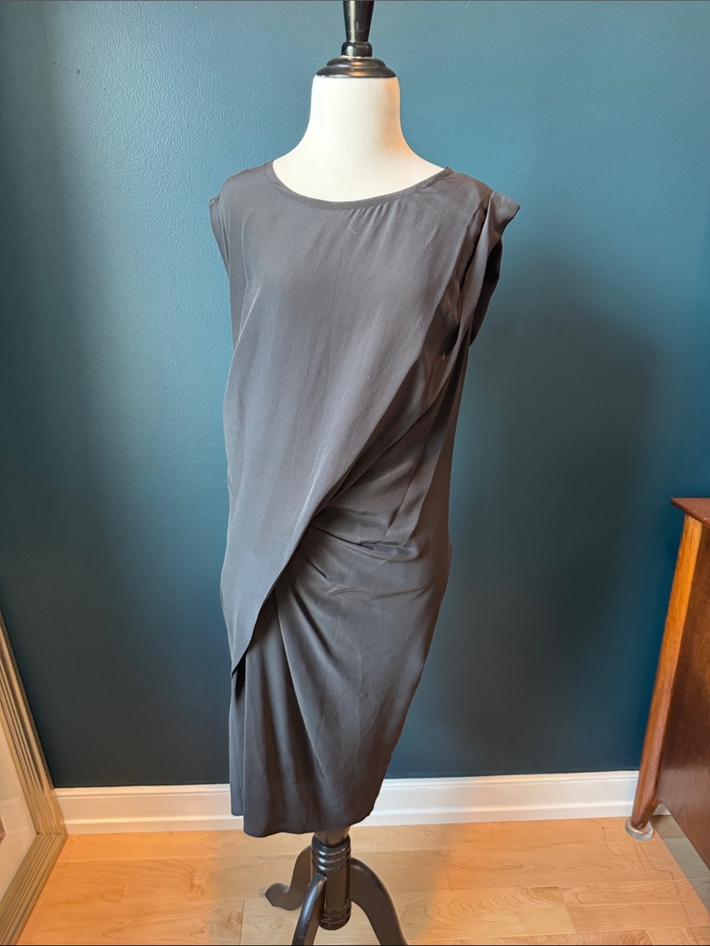 All Saints Draped Black Sleeveless Dress